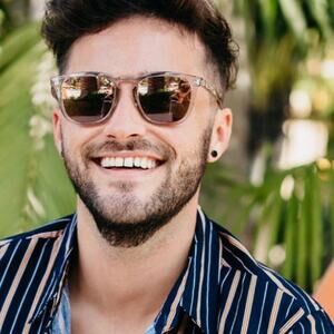 BLENDERS Clear Plastic Rose Gold Champagne Reflective Mirrored Lens Sunglasses